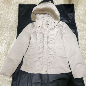 バーニーズニューヨーク 40 ファー ダウンジャケット ベージュ バーニーズNY フード L