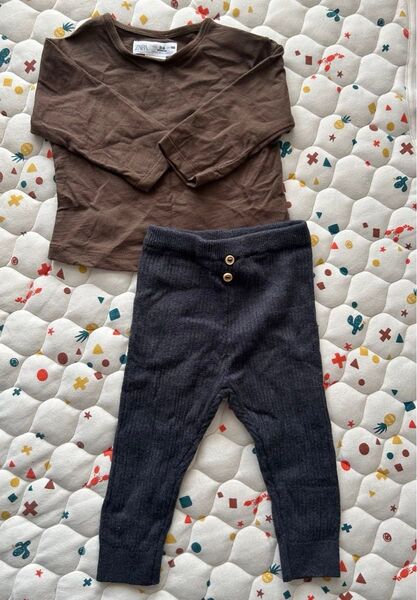 ZARA トップス68,ニットレギンス74 上下セット