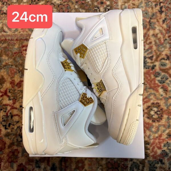 Nike WMNS Air Jordan 4 Retro "White & Gold" 24cm
