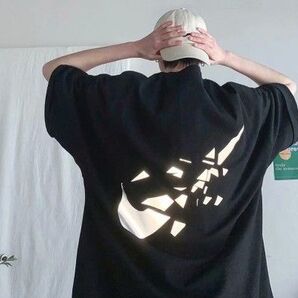 NEWタイプ 光る バックロゴ 反射ビッグサイズ Tシャツ ブラック