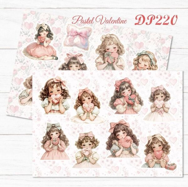 【DP220】デザインペーパー レトロガール バレンタイン コラージュシート