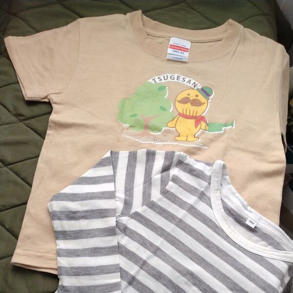 つげさん 半袖Tシャツ 110センチ ♪おまけ♪ボーダーロンT(100センチ)付き