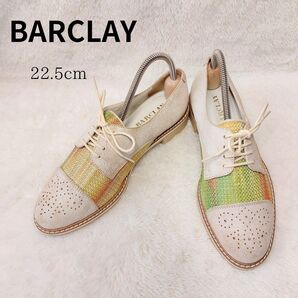 【BARCLAY】バークレー オックスフォードシューズ グリーン系 メダリオン 22.5cm