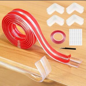 けが防止 透明素材 操作簡単 超強粘着力 3M+4個L型コーナーガード