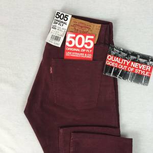 【新品】Levi's リーバイス 505 00505-0035 07年製 コーデュロイ W30 L34 ワインレッド パンツ 紙パッチ