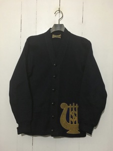 50's 60's Vintage *CAMPUS SWEATERS letter do cardigan size approximately S-M 36-38 navy blue navy badge compression wool 