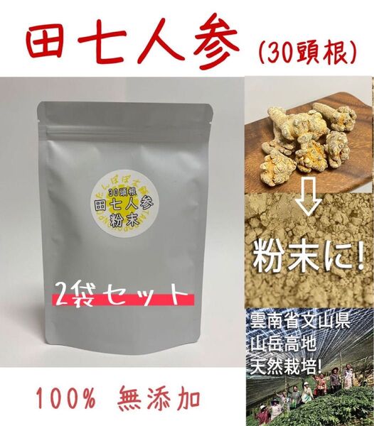 2コセット!雲南省産田七人参粉末30頭根 200g 雲南省文山産 厳選天然栽培 三七人参 雲南省文山産 三七人参 田七人参