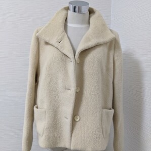 【送料無料】あ819 アルパカ ウール アイボリー オフホワイト クリーム コート ブルゾン 大きいサイズ