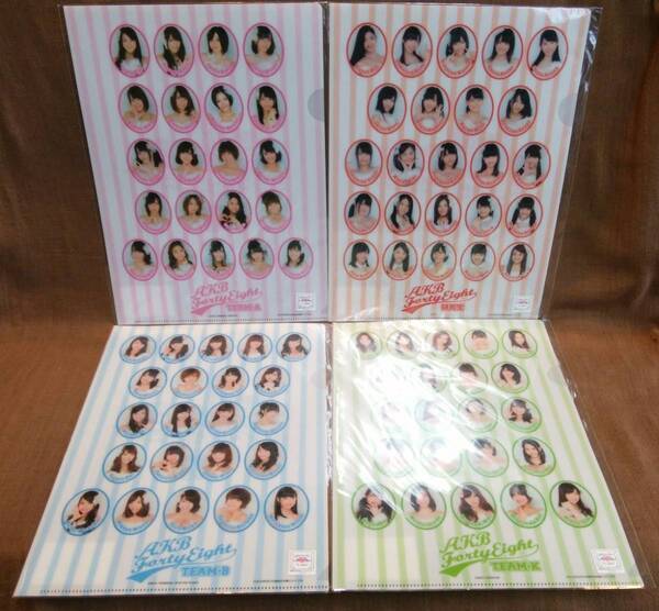 未使用品 AKB48 2013 真夏のドームツアー A4サイズ クリアファイル 4種 セット チームA チームK チームB 研究生 まとめて まとめ売り
