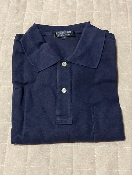 CITY NATURAL 長袖ポロシャツ ネイビー 3L