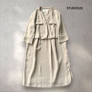 STUDIOUS セットアップ風レイヤードワンピース ベージュ