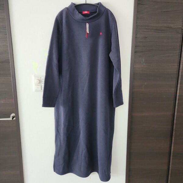 ポロ ネイビー 長袖ワンピース 授乳服