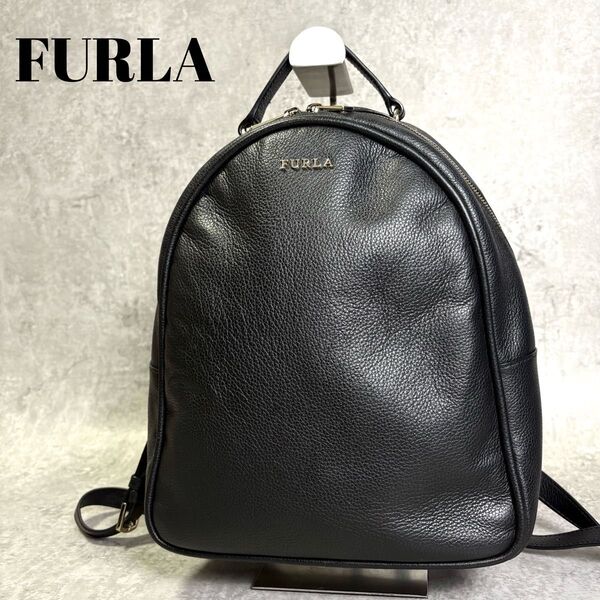 【極美品】FURLA フルラ ロビン レザー リュック デイパック バックパック シボ革 レザー 通勤 通学