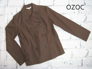 OZOC thousand bird .. pattern tailored jacket (40) tea dark brown double springs short coat pea coat 