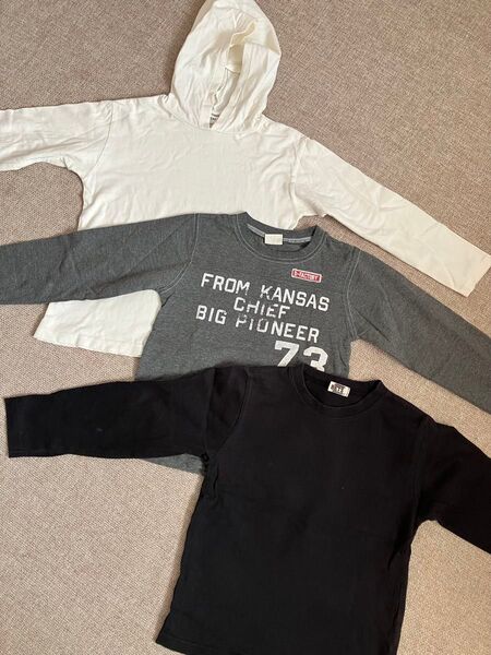 ⑧長袖Tシャツ3枚セット☆120㎝★英字プリント★キッズ★男の子★女の子★子供服★used品★お値引き不可★