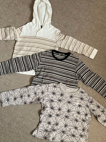 ⑨長袖Tシャツ3枚セット☆120㎝★ボーダー★キッズ★男の子★女の子★子供服★used品★お値引き不可★