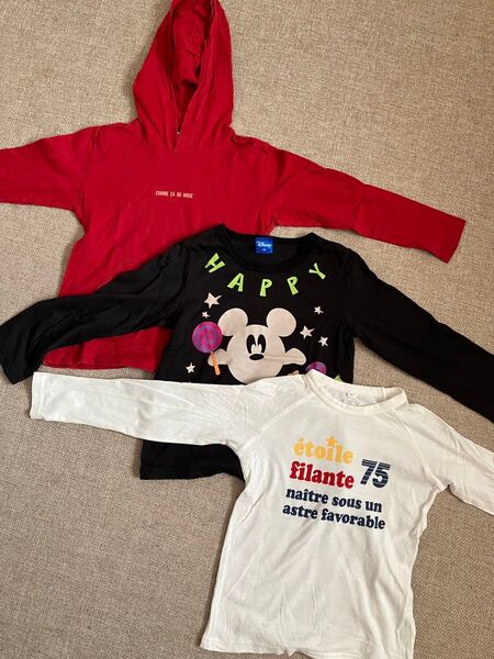 長袖Tシャツ3枚セット☆120㎝★英字プリント★キッズ★男の子★女の子★子供服★used品★お値引き不可★ Tシャツ