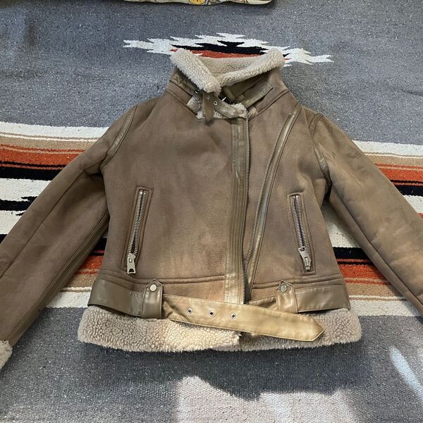 Zara シープスキン素材ボアジャケット ブラウン