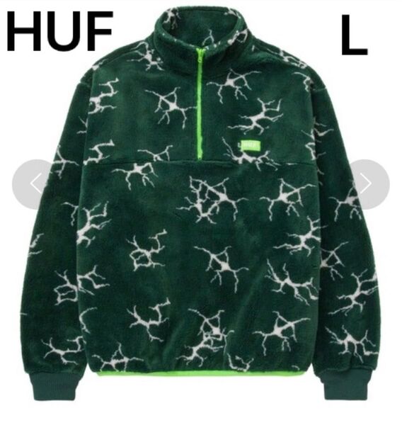 ハフ HUF 幾何学 総柄ハーフジップ ボアフリース QUAKE SHERPA 1/4 ZIP