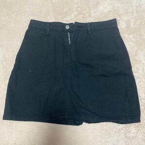 黒デニムスカート 黒