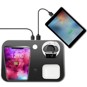 ワイヤレス充電器 5in1多機能qi充電器 Qi急速ワイヤレス充電スタンドAppleWatch Airpods対応 充電スタンド