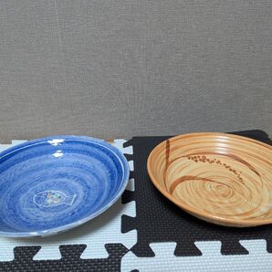 オシャレ中皿 食器 橘 魚 青 オレンジ