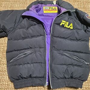 FILA ダウンジャケット 黒 紫裏地 Mサイズ