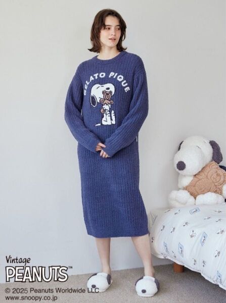 ジェラートピケ☆スヌーピー ルームウェア パジャマ 「PEANUTS」SNOOPY×BEAR ジャガードワンピース レディース
