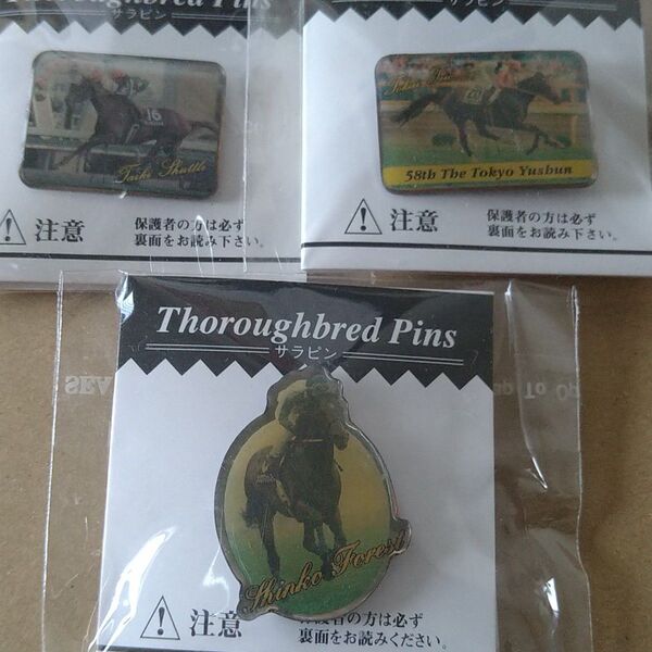 まねき馬 トウカイテイオー&タイキシャトル他 競走馬ピンズセット3点③