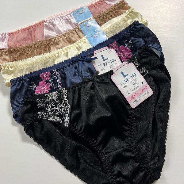 ⑦ Lサイズ 新品 レディース レースショーツ 下着 5枚 まとめ売り サテン