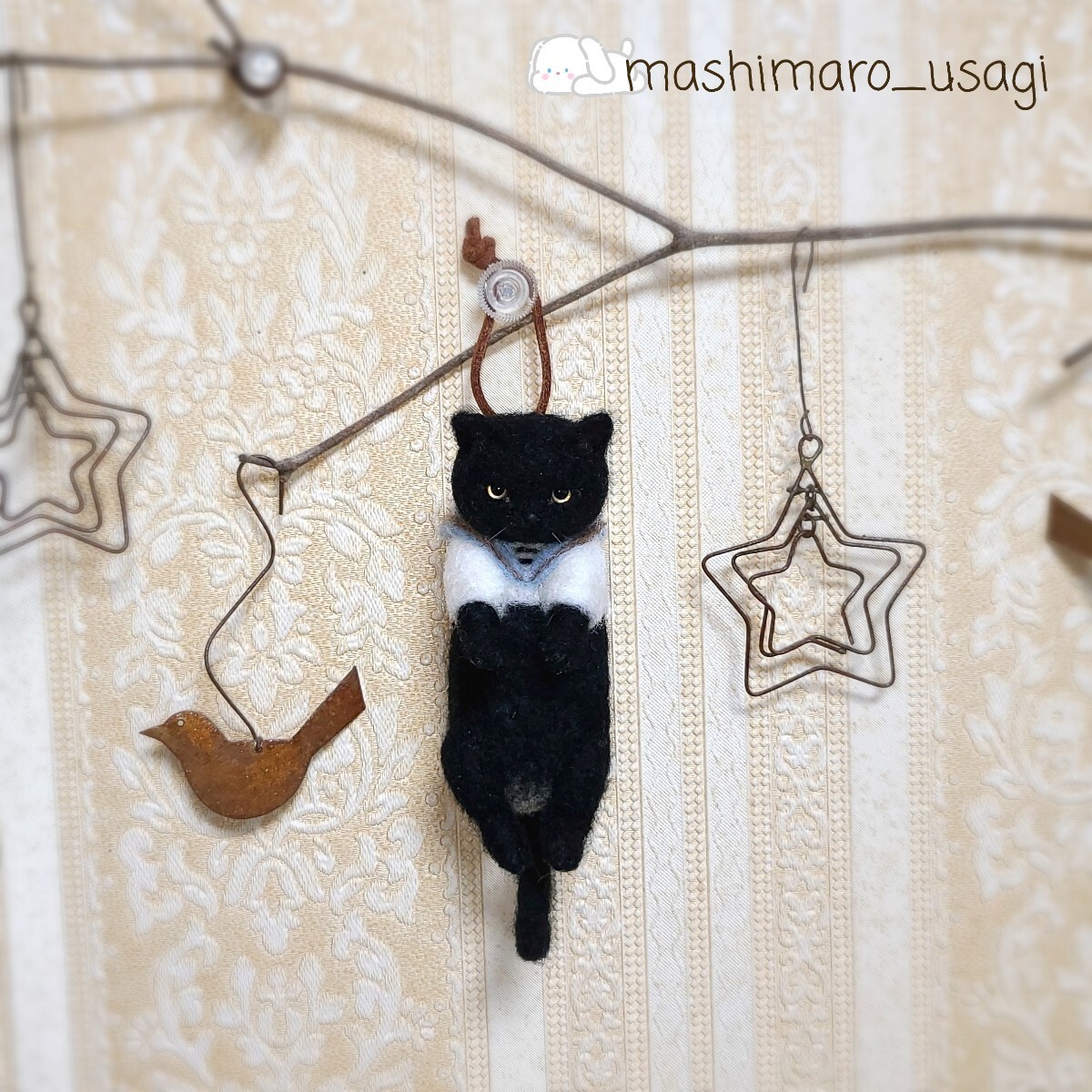 Yahoo!オークション -「黒猫」(羊毛フェルト) (ぬいぐるみ)の Yahoo!オークション -「黒猫」(羊毛フェルト) (ぬいぐるみ)の