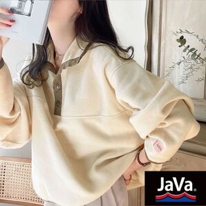 【新品未使用】《JaVa ジャバコラボ》あったかフリースプルオーバー アイボリー