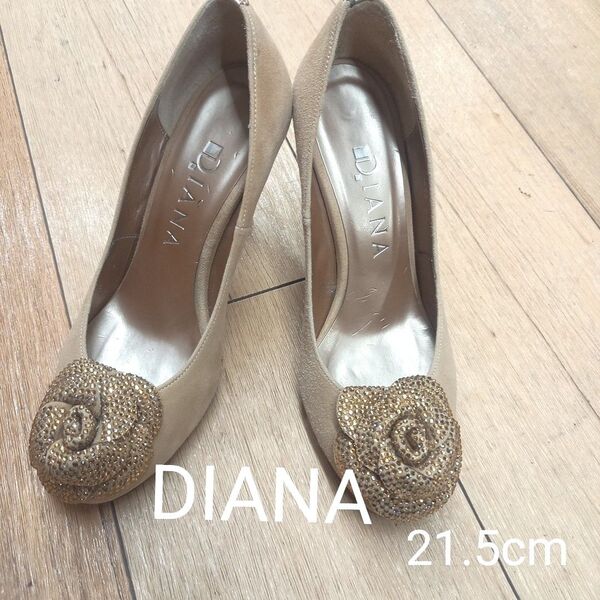 ダイアナ DIANA 21.5 パンプス ベージュ 薔薇