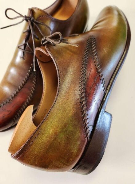 【美品】ベルルッティ BERLUTI ラピエセルプリゼ カリグラフィ 茶×緑 8