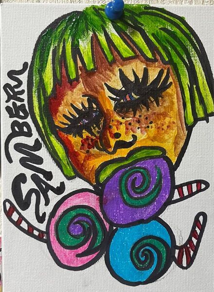 絵画 インテリア 手描き 一点物 オリジナルアート 雑貨 ポップ アメリカン SAMBEL カラフル アート