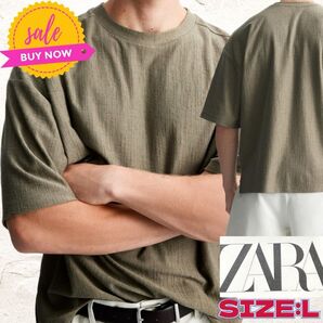 ◇ZARA◇ザラ◇テクスチャー入り◇グリーニッシュ◇半袖Tシャツ◇未使用品◇