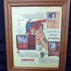 Disney Peter Pan Admiral ポスター 額縁付 ピーターパン ディズニー 36cm×28.5cm の画像1