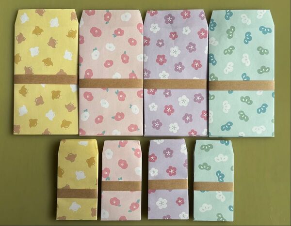 ポチ袋 ハンドメイド 和柄(大)、(小)セット①