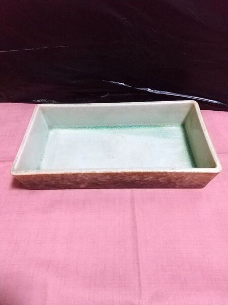 生け花 陶器 華道 花器長方形33×18×6.5cm中古品