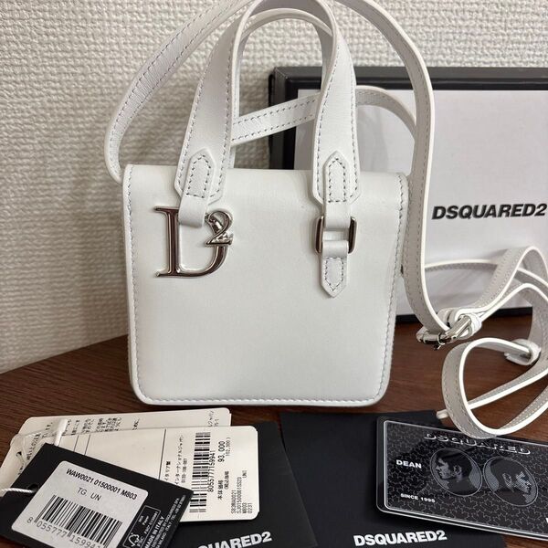 白 DSQUARED2 2WAY ウォレットバッグ お財布 カード入れ