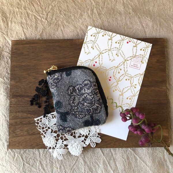 ミナペルホネン yula ミニポーチ ハンドメイド ハギレ L字ポーチ かけら