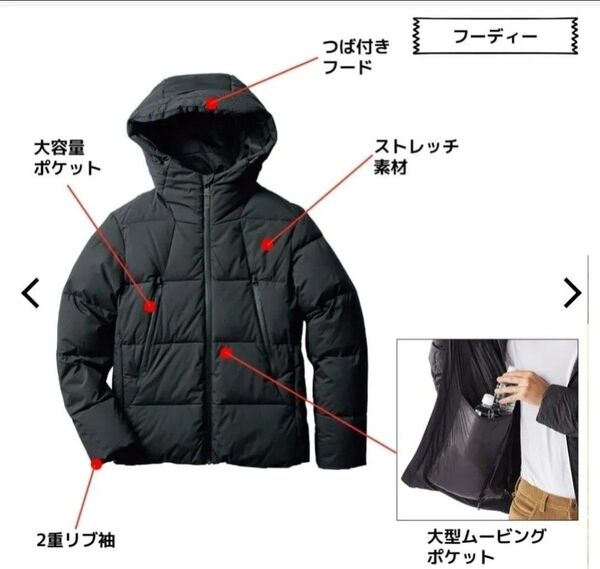 ワークマン リペアテック(R)洗えるフュージョンダウンフーディー/スタンドブルゾン LLサイズ 2025年 ブラック