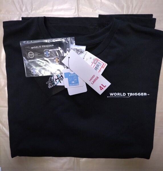 ワールドトリガーエンブレムTシャツ4L黒レディース