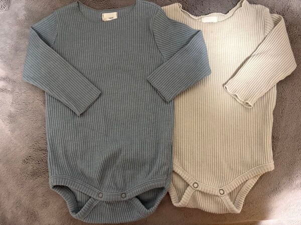 monbebe リブ編みロンパース 2枚セット モンベベ M ベビー服