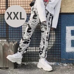 パンツ メンズ 柄 人柄 モノトーン モノクロ 黒白デザイン オーバーサイズ マ