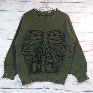 Y2K スカル ニット クラッシュ ダメージ パンク 裏原