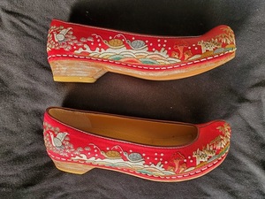 韓国 紺花 コッシン 靴 ポソン 靴下 足袋 韓服 正絹 手刺繍
