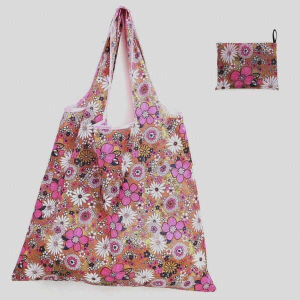 新品 エコバッグ 総柄 花柄 昭和 レトロ 乙女 フラワー 折り畳み お買い物カバン