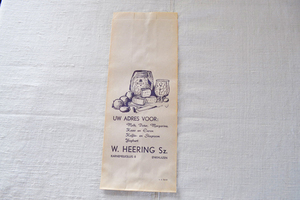 オランダ・ヴィンテージ紙袋/W.HEERING/白×青/チーズ [5925]