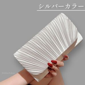 パーティーバッグ 2way 大きめ ショルダー バッグ 結婚式 シルバー 高見え ドレス 肩掛け 斜めがけ 軽量 可愛い 無地